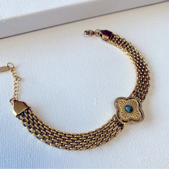 18K Gold Plated Coarse Chains Bracelet - Picture 3 of 9